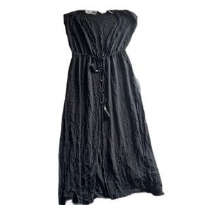 Blue Island Swim Cover Dress Button Front Black Size M